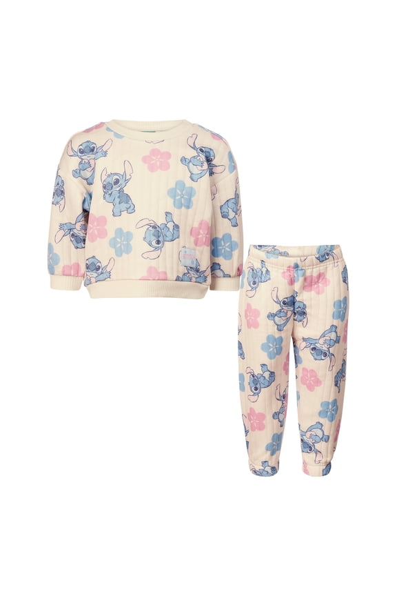 Clothes Baby Girls Printed Fleece Sweatshirt and Pants Set – Minnie Mouse, Marie, Stitch, Pooh & Toy Story Outfit Set (12M–24M)