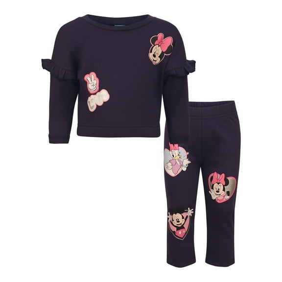 Disney Clothes Baby Girls Sweatshirt & Pants Set – Marie, Lilo & Stitch, and Minnie Mouse Outfit Set (12M–24M)
