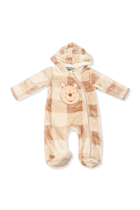 Clothes Baby Boy Hooded Pram Suit - Newborn Fleece Coverall Footies with Ears Mickey Mouse, Winnie the Pooh, and Dumbo Infant (0/3M–6/9M)