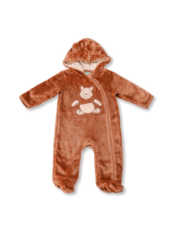 Clothes Baby Boy Hooded Pram Suit - Newborn Fleece Coverall Footies with Ears Mickey Mouse, Winnie the Pooh, and Dumbo Infant (0/3M–6/9M)