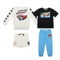 thumbnail image 1 of Disney Clothes Baby Boys 4-Piece Set – Cars Outfit Set with Pullover, Tee, Shorts & Pants (White/Blue) – 2T, 1 of 6