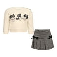 thumbnail image 1 of Disney Clothes Minnie Mouse Baby Girls 2-Piece Skirt Set – Long Sleeve Top & Plaid Skirt Outfit Set (12M–24M), 1 of 8