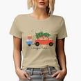 thumbnail image 1 of Magic Time with a Hand Drawn Red Car, Christmas Tree & Presents Art Merch Gift, Tan T-Shirt, Small, 1 of 5
