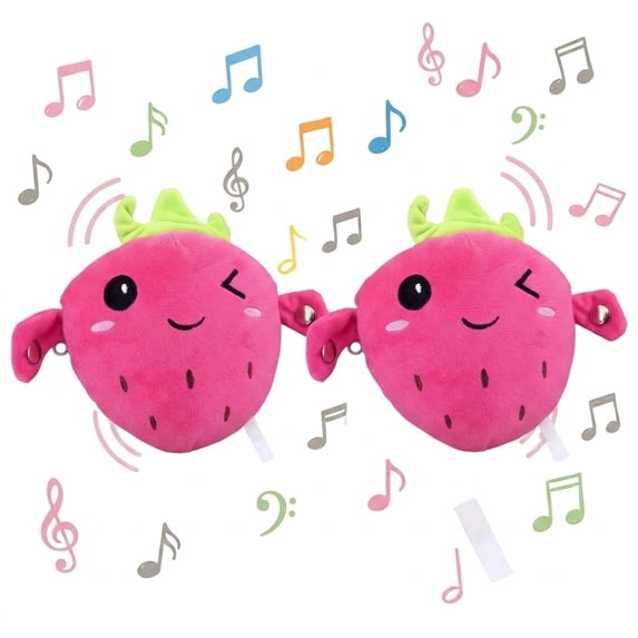 Magic Touch Interactive Music Plush Toy, 2Pcs Soft Baby Musical Sensory Toy with Sound, Educational Learning Multiplayer Interactive Play, Birthday for Toddler Kids (Pink Strawberry)