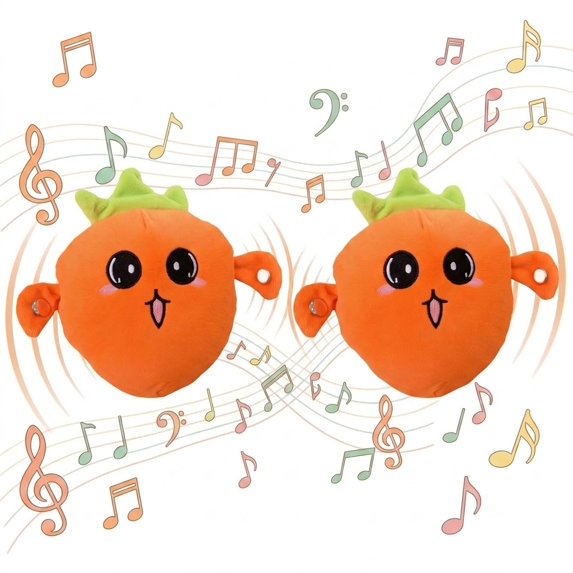 Magic Touch Interactive Music Plush Toy for Children, 2Pcs Soft Baby Musical Sensory Toy with Sound, Educational Learning Multiplayer Interactive Play, Birthday for Toddler Kids (Orange Carrots)