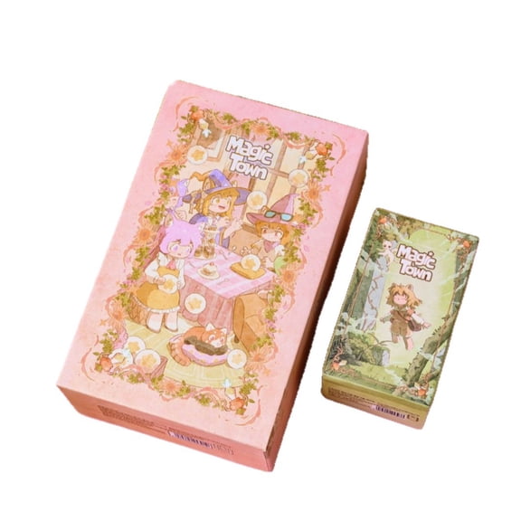 Magic Town Tarot Cards Deck, 78Pcs Cute Cartoon Magical Creature Divination Cards with Guidebook, Whimsical Kawaii Fantasy Spiritual Tarot Set for Adult Beginners & Tarot Readers