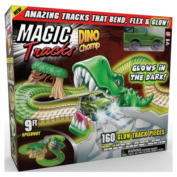 Magic Tracks Dino Chomp, Toy Car and 9ft Glow in the Dark Race Track, Age Group 3-8