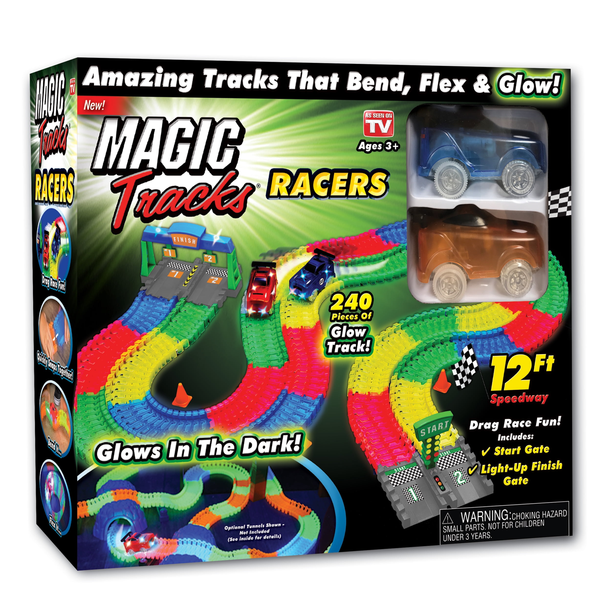 Magic Tracks MTB-MC12/3 Xtreme 10 Feet Racetrack 1:64 Scale Slot Car Set,  20 Pieces