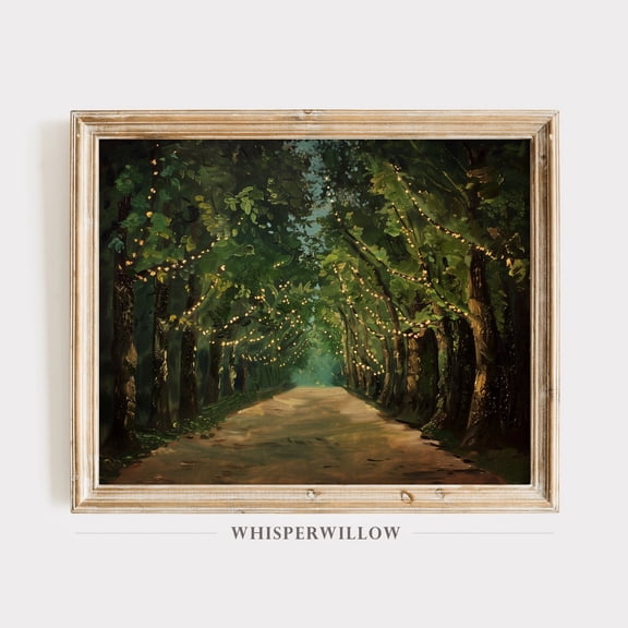 Magic Tree Lights Path, Majestic Tree Twinkle Lit Art, Wall Decor, Print Poster Decor, Size 8x12 UNFFRAMED F03.1.8l2147