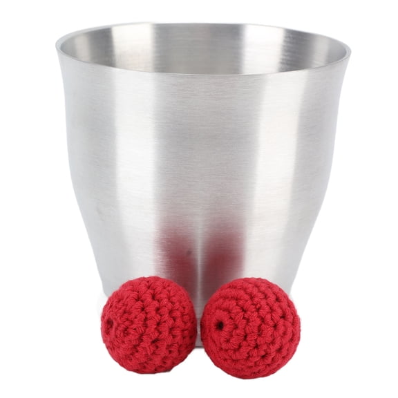 Magic Trick Aluminum Chop Cup - Professional Close-up Performance Props with Red Balls Set