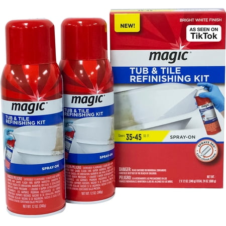 Magic Tub Tub & Tile Kit - Aerosol-Refinish Sinks Shower Tile Porcelain Acrylic Fiberglass Ceramic Surface, Bright White