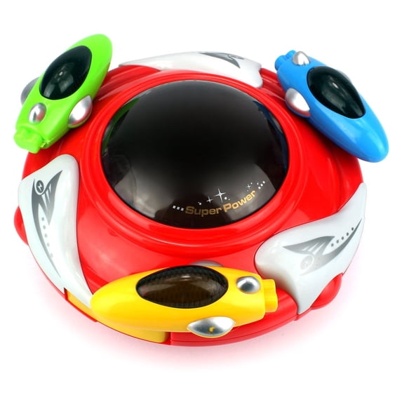Magic UFO Battery Operated Kid's Bump and Go Toy Saucer Car w/ Fun Flashing Lights, Sounds