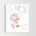 thumbnail image 1 of Magic Unicorn, Balloons, Stars, Clouds, Girl Nursery - Illustration Watercolor Whimsical Pastel Fantasy Stars White Framed Wall Art Print 18 x 24 inches, 1 of 3
