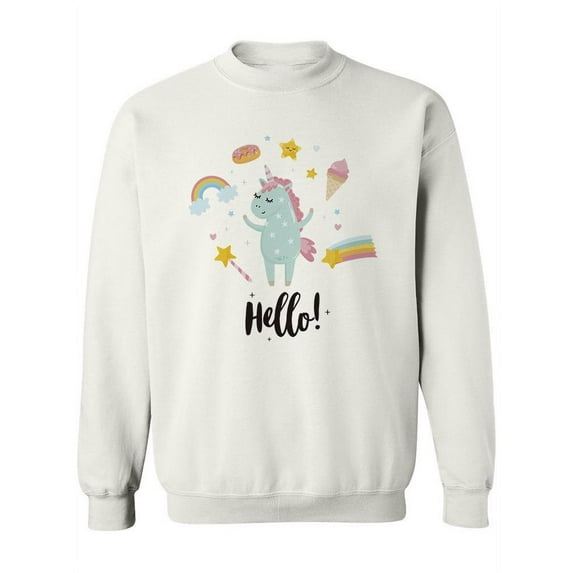 Magic Unicorn, Hello! Sweatshirt Women -Image by Shutterstock, Female Small
