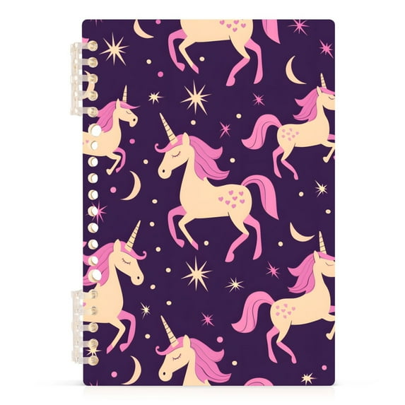 Magic Unicorn and Star Notebooks 1-subject Journal 60 Sheets A5 College Ruled Paper Detachable Ring 8.3"x5.7"