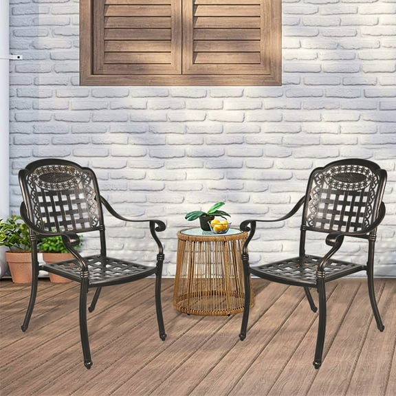 Magic Union 2 Piece Outdoor Bistro Cast Aluminum Dining Chairs for Patio Furniture Garden