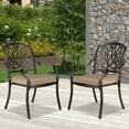 thumbnail image 1 of Magic Union 2 Piece Outdoor Cast Aluminum Dining Chairs with Khaki Cushion, 1 of 6