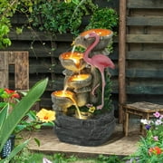 Magic Union 25 Tall Outdoor Water Fountain, 5 Tier Garden Waterfalls Fountain with 5 LED Lights, Modern Indoor/Outdoor Floor Standing Water Fountain with Pump for Garden, Patio, House Decor