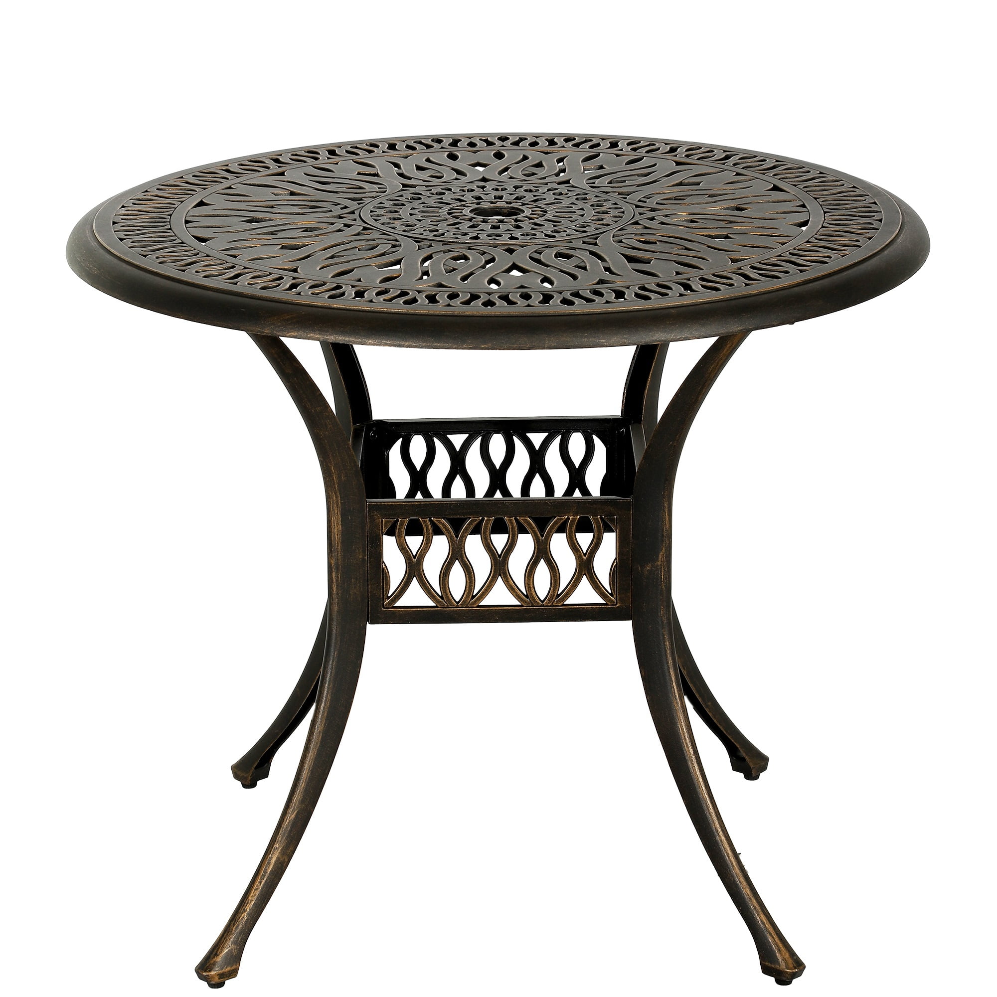 Magicc Ase Table Magic Union 35.4in Round Cast Aluminum Patio Bistro Table, Outdoor ...