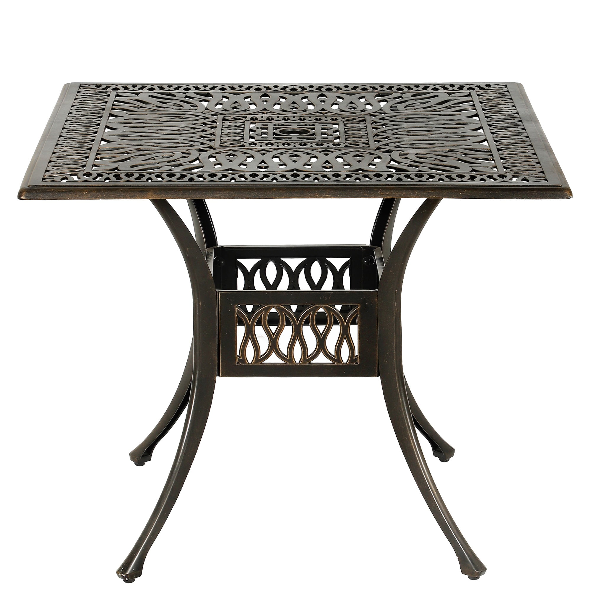 Magicc Ase Table Magic Union 35.4in Square Cast Aluminum Patio Bistro Table, Outdoor ...