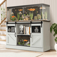 thumbnail image 1 of Magic Union 55-75 Gallon Large Fish Tank Stand, Heavy Duty Aquarium Stand w/Power Outlet and Sliding Barn Doors, Table for Fish Turtle Tank Reptile Terrarium w/Cabinet for Accessories Storage, 1 of 9
