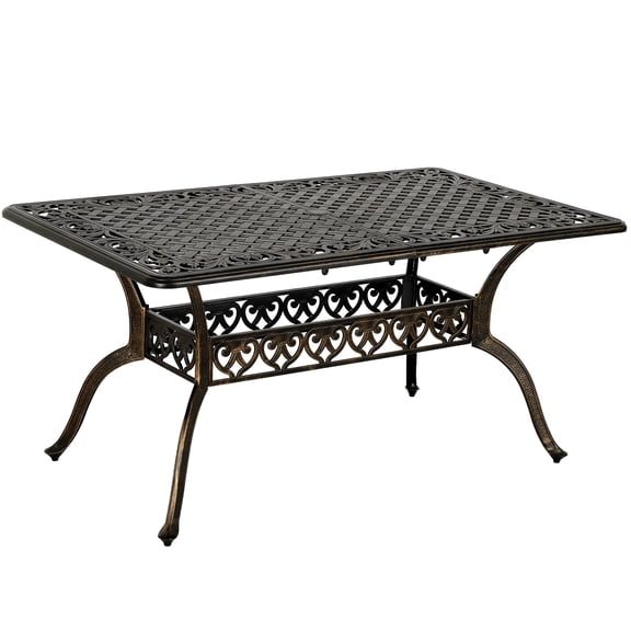 Magic Union 59" Aluminum Adjustable Rectangular Outdoor Bistro Table with Umbrella Hole, Bronze