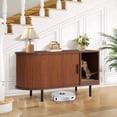 thumbnail image 1 of Magic Union Cat Litter Box Enclosure, 37.4" Cats Litter Box Furniture w/Cat Scratch Pad & Cats Ball, Hidden Litter Box Cabinet w/Sliding Door, Indoor Cats House, TV Stand, Side End Table, 1 of 8