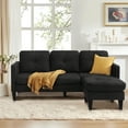 thumbnail image 1 of Magic Union Convertible Sectional Sofa Couch for Living Room, L-Shaped Couch 3 Seats Sofas with Linen Fabric, Movable Ottoman Small Sofa Mid Century for Small Apartments, Living Room and Office,Black, 1 of 8