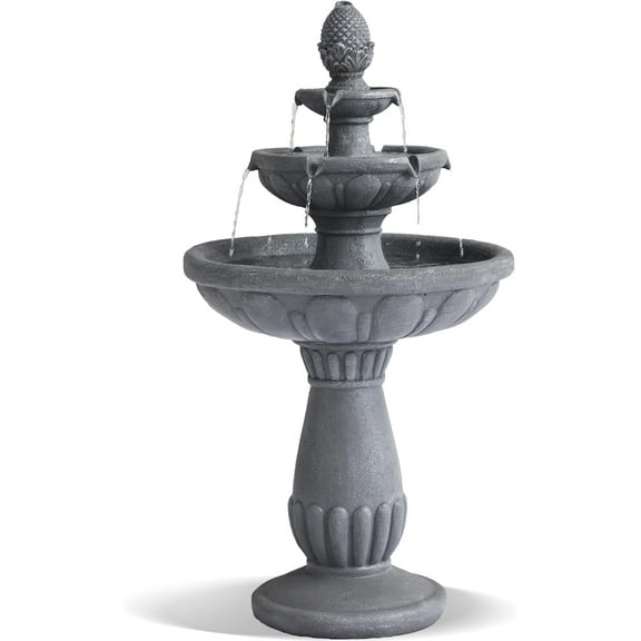 Magic Union Italian Outdoor Water Fountain, 3 Tiers Bubbler Garden Waterfalls Fountains, 40.6" H Tall Roman Pillar Floor Water Fountain for Indoor, Yard, Lawn and Garden Dcor
