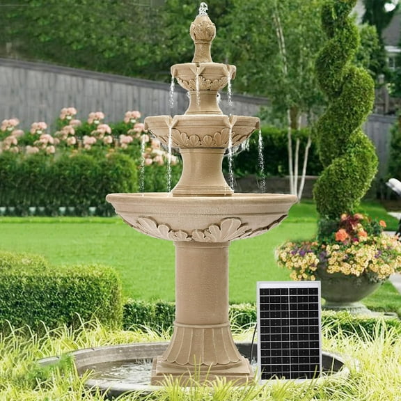 Magic Union Italian Solar Water Fountains Outdoor Garden Decor - 48.4''H Fountain and Waterfall, Large Cascading Indoor Floor-Standing Resin Bubbler Fountain Features W/Pump for Patio, Backyard