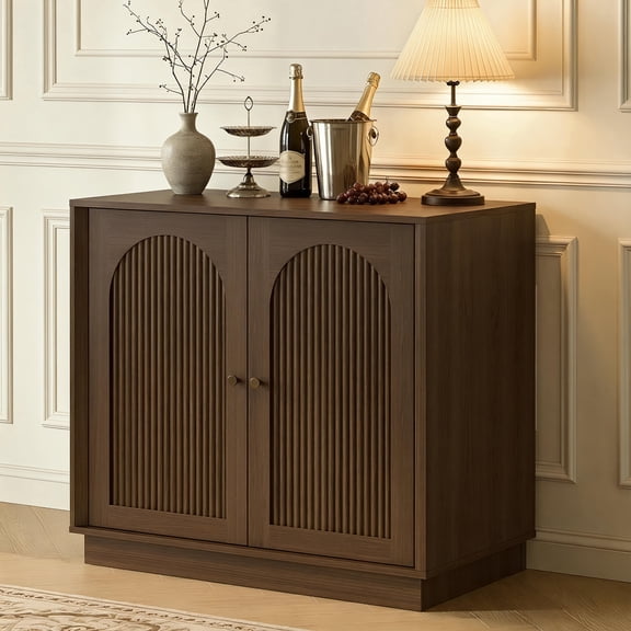 Magic Union Modern Buffet Cabinet with Storage, Fluted Sideboard Accent Cabinet with Adjustable Shelves & Arched Doors, Modular Coffee Bar Credenza for Dining Room Kitchen Living Room Entryway