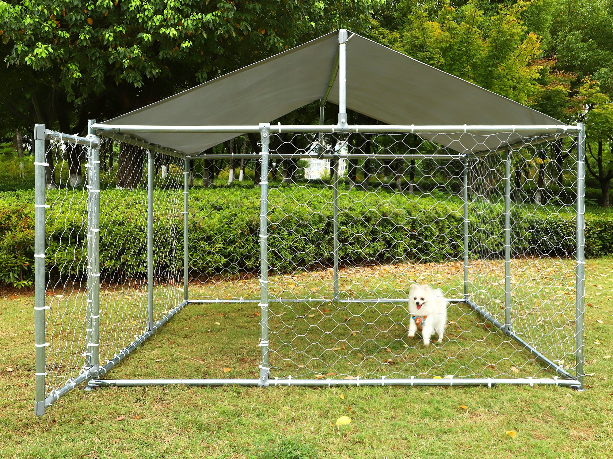 Magic Union Outdoor Dog Kennel Large Dog Playpen Outdoor Dog Fence for Backyard Dog Run with Waterproof Cover