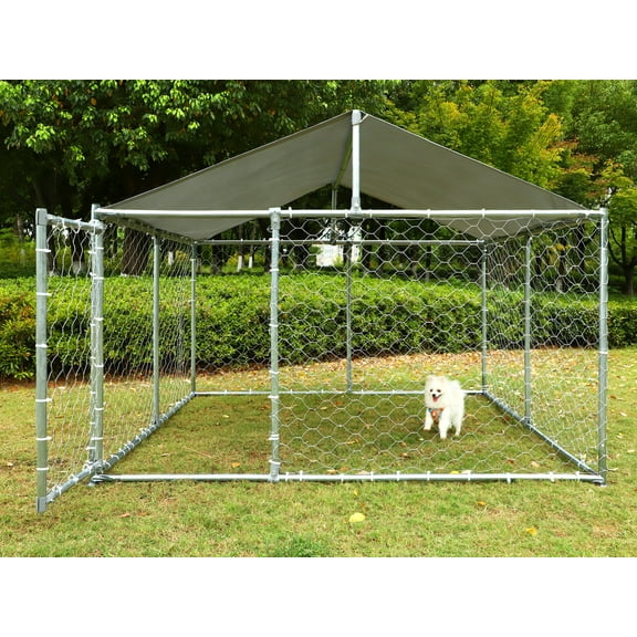 Magic Union Outdoor Dog Kennel,Large Dog Playpen Outdoor Dog Fence for Backyard Dog Run with Waterproof Cover