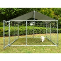 Magic Union Outdoor Dog Kennel,Large Dog Playpen Outdoor Dog Fence for Backyard Dog Run with Waterproof Cover
