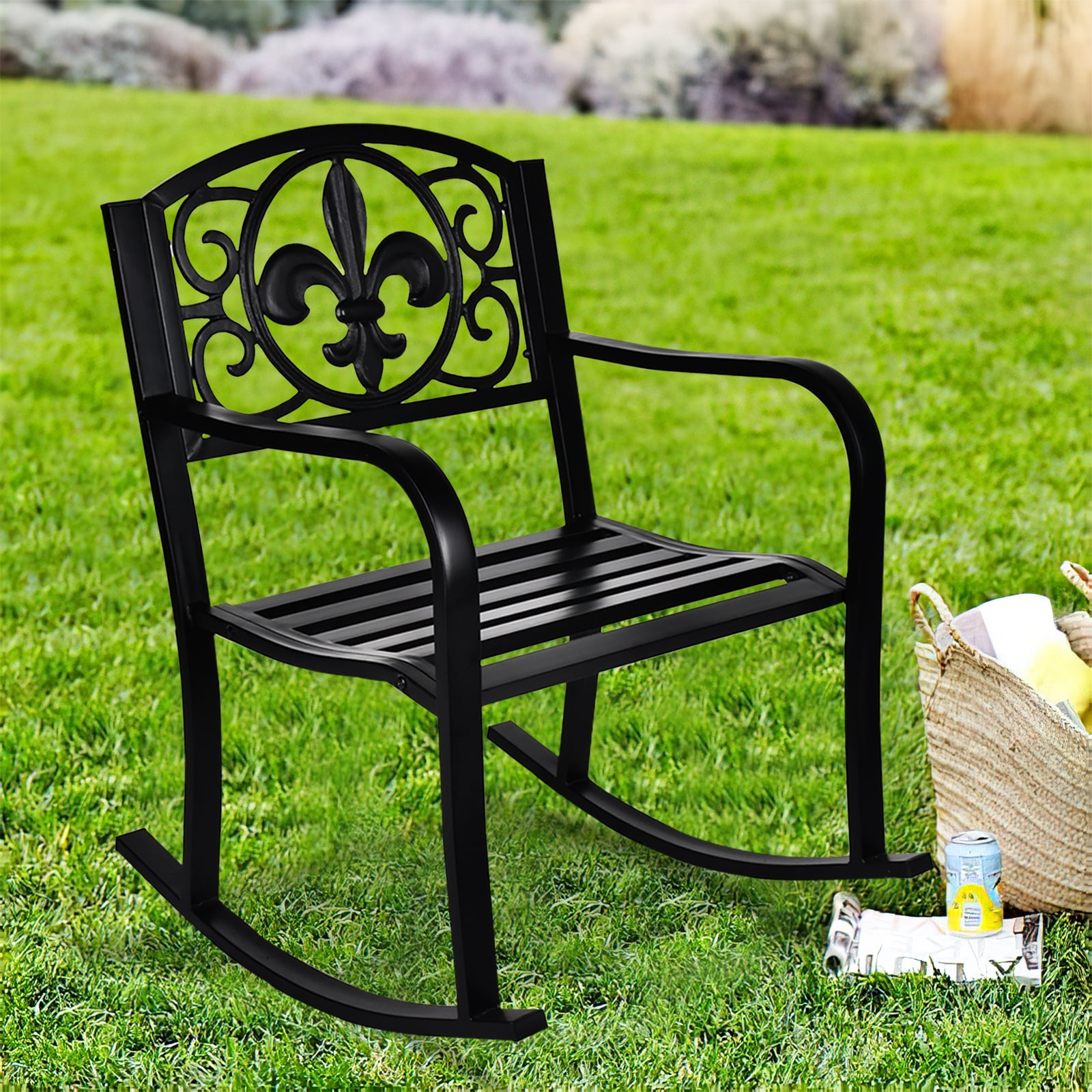 Magic Union Outdoor Rocking Chair Cast Iron for Patio Garden