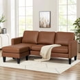 thumbnail image 1 of Magic Union PU Leather Convertible Sectional Couch Sofa, L-Shape Sectional Sofa with Chaise Reversible, 3-Seat Modern Small Couches for Living Room,Brown, 1 of 1