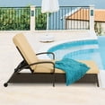 thumbnail image 1 of Magic Union Patio Chaise Lounge Chair, PE Rattan Outdoor Reclining Lounge Chair, Pool Lounge Chair with Wheels and Adjustable Backrest, 1 of 7