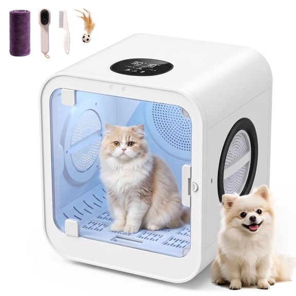 Magic Union Pet Dryer Box for Cats & Small Dogs, 70L Automatic Pet Grooming Dryer Box, 40dB Quiet Pet Hair Dryer Box with 3 Speed Settings, 360Even Drying, Petting Window, Smart Temperature Control