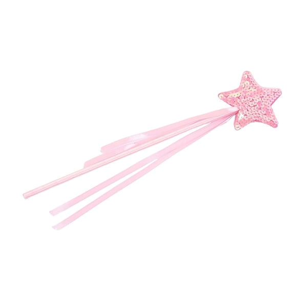 Magic Wand for Kids Star Princess Toy with Colorful Ribbon Streamers, Glitter Decorative Wand for Dress Up Games, Birthday Party Supplies and Fairy Costume Accessories