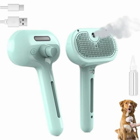 Magic Wand For Pet Hair, Labrador Charm Steam Brush, Furrybasics Spray Hair Removal Comb, Labradorcharm Misting Hair Brush Dog with Water Tank and Release Button for Indoor Cats Dogs Pets (Green)