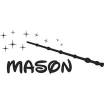 Magic Wand Wizard Wands Cartoon Customized Wall Decal - Custom Vinyl Wall Art - Personalized Name - Baby Girls Boys Kids Bedroom Wall Decal Room Decor Wall Stickers Decoration Size (15x30 inch)