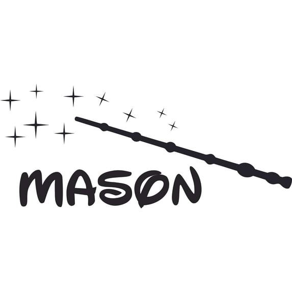 Magic Wand Wizard Wands Cartoon Customized Wall Decal - Custom Vinyl Wall Art - Personalized Name - Baby Girls Boys Kids Bedroom Wall Decal Room Decor Wall Stickers Decoration Size (20x40 inch)