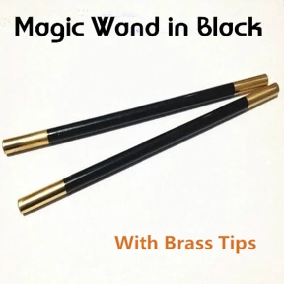Magic Wand in Black (With Brass Tips) Magic Tricks Accessories Magician Tool Close Up Stage Street Illusions Props Gimmick Fun