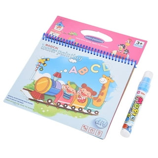 Water Drawing Books, Mess-Free Coloring Books for Toddlers, Water Doodle Painting Board with Pen, Educational Birthday Gift Toys for Kids Girls Boys