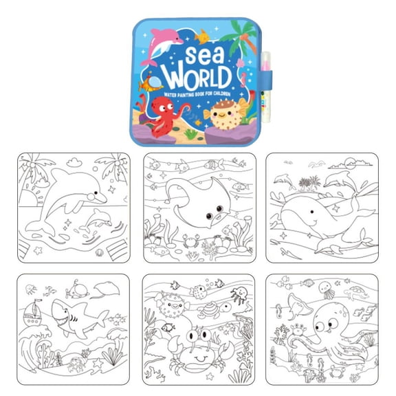 Magic Water Drawing Book for Kids, Reusable & Mess-Free Toddler Travel Toy, Educational Doodle Mat with Pen, Learning Activities for Boys Girls Age 3 4 5 6