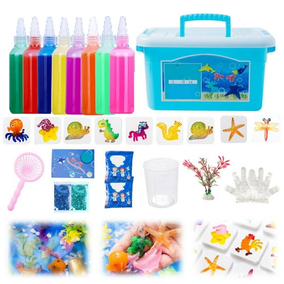 Magic Water Elf Toy Kit, Aqua Elf Water Spirit Gel Kit, 7 Bottles 420ML Large Capacity Water Fairy Pets Kits with 7 Marine Animals Molds, Christmas Gifts for Kids Birthday Gifts Party Favors