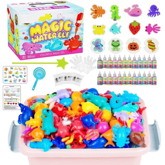 Magic Water Elf Toy Kit, Aqua Fairy Water Gel Kit, 60ml 8 Colors Large Capacity Set with 9 Shape Molds, Creatives DIY Manual Water Elf Toy(480ml)