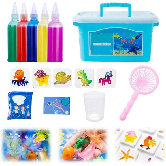 Magic Water Gel Toy Kit, DIY Glow in The Dark Sensory Craft for Kids, Create Your Own Aqua Fairy Gels with Molds & Magic Powder, Creative Art STEM Activity for Boys & Girls
