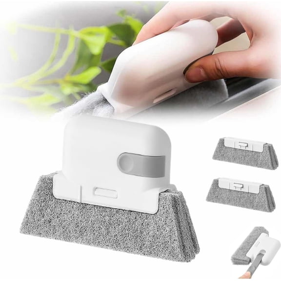 Magic Window Track Cleaner, 2024 Upgraded Window Groove Cleaning Brush, Window Cleaning Tools Set with 2 Replacement for Window lides Gaps Tile Lines Shutter Car Vents (Grey)