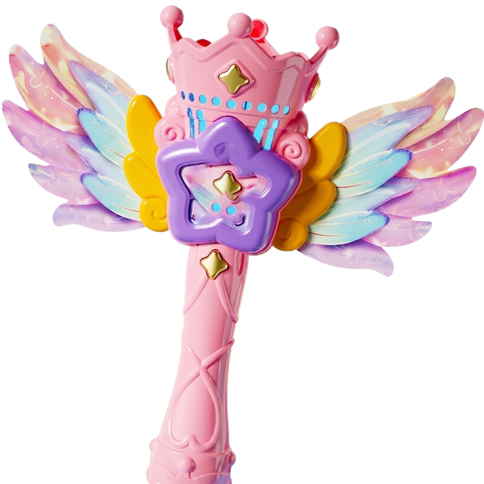 Magic Wings Bubble Wand with Music and Lights, Automatic Bubble Blower Machine, Battery Operated Fairy Princess Bubble Maker for Outdoor Summer Fun